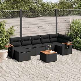 vidaXL Loungegrupp för trädgården med dynor 8 delar svart konstrotting 3259437