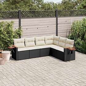vidaXL Loungegrupp med dynor 6 delar svart konstrotting 3226840