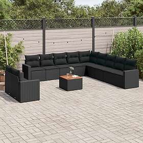 vidaXL Loungegrupp med dynor 12 delar svart konstrotting 3256531