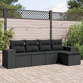 vidaXL Loungegrupp för trädgården med dynor 5 delar svart konstrotting 3254822