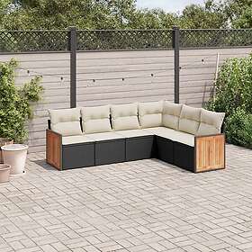 vidaXL Loungegrupp med dynor 6 delar svart konstrotting 3227680
