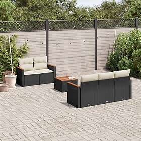 vidaXL Loungegrupp med dynor 6 delar svart konstrotting 3225783