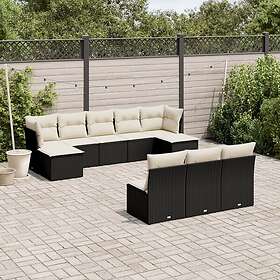 vidaXL Loungegrupp 10 delar med svarta dynor konstrotting 3218286