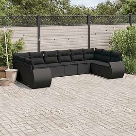 vidaXL Loungegrupp 10 delar med svarta dynor konstrotting 3254202