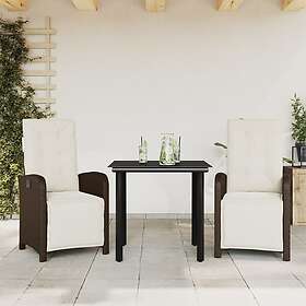vidaXL Bistrogrupp med dynor 3 delar brun konstrotting 3212549