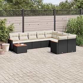 vidaXL Loungegrupp 10 delar med svarta dynor konstrotting 3226315