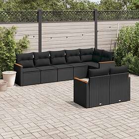 vidaXL Loungegrupp för trädgården med dynor 8 delar svart konstrotting 3258548
