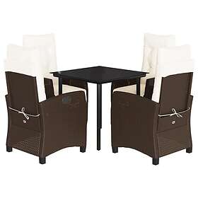 vidaXL Matgrupp för trädgården med dynor 5 delar brun konstrotting 3212982
