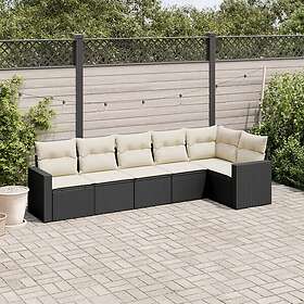 vidaXL Loungegrupp med dynor 6 delar svart konstrotting 3218976