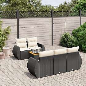 vidaXL Loungegrupp med dynor 6 delar svart konstrotting 3224887