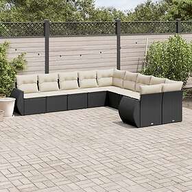 vidaXL Loungegrupp 10 delar med svarta dynor konstrotting 3254243