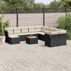 vidaXL Loungegrupp med dynor 12 delar svart konstrotting 3256308