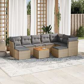 vidaXL Soffgrupp för trädgård med dynor 10 delar mixbeige konstrotting 3256297