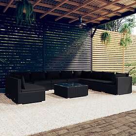 vidaXL Loungegrupp för trädgården m. dynor 11 delar konstrotting svart 3102440