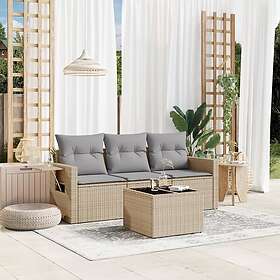 vidaXL Lounge Set 4 delar beige konstrotting 3252206