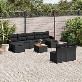 vidaXL Loungegrupp 10 delar med svarta dynor konstrotting 3226377