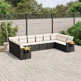 vidaXL Loungegrupp 10 delar med svarta dynor konstrotting 3227162