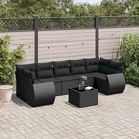 vidaXL Loungegrupp för trädgården med dynor 8 delar svart konstrotting 3221134