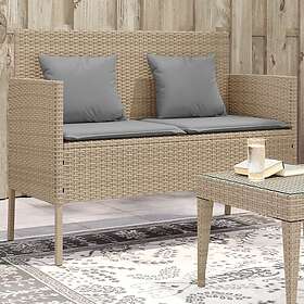 vidaXL Trädgårdsbänk med kuddar beige konstrotting 365775