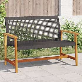 vidaXL Trädgårdsbänk svart 112 cm konstrotting och massivt akaciaträ 367598