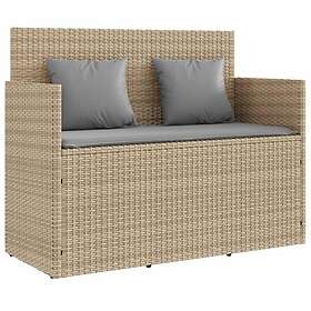 vidaXL Trädgårdsbänk med kuddar beige konstrotting 365765