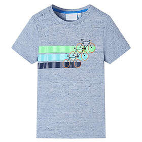 vidaXL T-shirt med korta ärmar för barn blå melange 128 12172