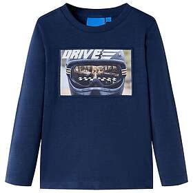 vidaXL T-shirt med långa ärmar för barn marinblå melange 116 12631