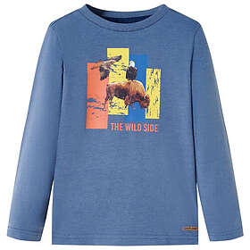 vidaXL T-shirt med långa ärmar för barn blå melange 104 12990