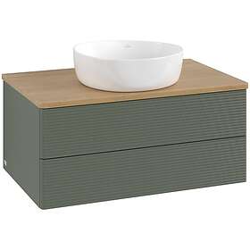Villeroy & Boch V&B Antao Servantskap med 2 skuffer 80x50x36 cm, u/lys, Grønn Ma