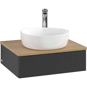 Villeroy & Boch V&B Antao Servantskap med 1 skuff 60x50x19 cm, m/lys, Sort Matt/