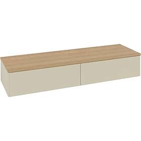 Villeroy & Boch Antao Sideskap 160x50x26,8 cm, u/lys, Grå Matt/Eik