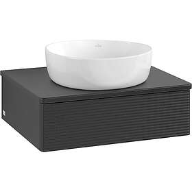 Villeroy & Boch V&B Antao Servantskap med 1 skuff 60x50x19 cm, m/lys, Sort Matt