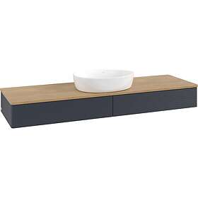 Villeroy & Boch V&B Antao Servantskap med 2 skuffer 160x50x19 cm, m/lys, Blå Mat