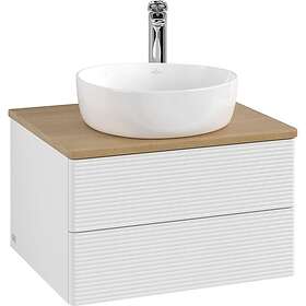 Villeroy & Boch V&B Antao Servantskap med 2 skuffer 60x50x36 cm, m/lys, Hvit Bla