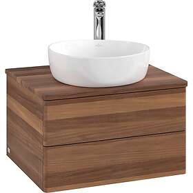 Villeroy & Boch V&B Antao Servantskap med 2 skuffer 60x50x36 cm, m/lys, Valnøtt