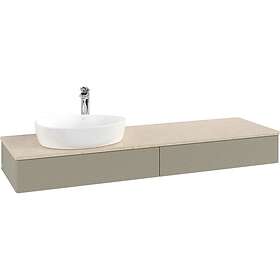 Villeroy & Boch V&B Antao Servantskap med 2 skuffer 160x50x19 cm, m/lys, Steingr