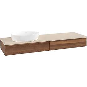 Villeroy & Boch V&B Antao Servantskap med 2 skuffer 160x50x19 cm, m/lys, Valnøtt