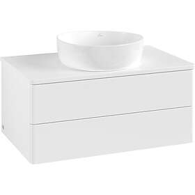 Villeroy & Boch V&B Antao Servantskap med 2 skuffer 80x50x36 cm, m/lys, Hvit Mat