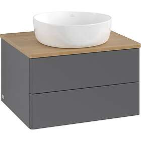 Villeroy & Boch V&B Antao Servantskap med 2 skuffer 60x50x36 cm, m/lys, Antrasit