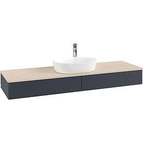 Villeroy & Boch V&B Antao Servantskap med 2 skuffer 160x50x19 cm, m/lys, Blå Mat