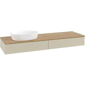 Villeroy & Boch V&B Antao Servantskap med 2 skuffer 160x50x19 cm, m/lys, Grå Mat