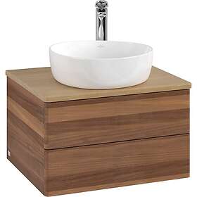 Villeroy & Boch V&B Antao Servantskap med 2 skuffer 60x50x36 cm, m/lys, Valnøtt/