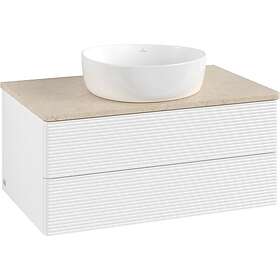 Villeroy & Boch V&B Antao Servantskap med 2 skuffer 80x50x36 cm, m/lys, Hvit Mat
