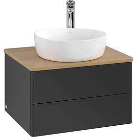 Villeroy & Boch V&B Antao Servantskap med 2 skuffer 60x50x36 cm, m/lys, Sort Mat