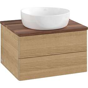 Villeroy & Boch V&B Antao Servantskap med 2 skuffer 60x50x36 cm, m/lys, Eik/Valn