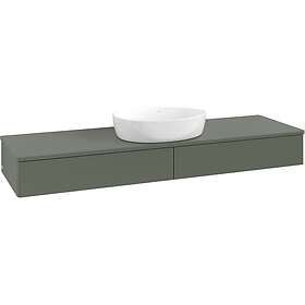 Villeroy & Boch V&B Antao Servantskap med 2 skuffer 160x50x19 cm, m/lys, Grønn M