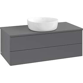 Villeroy & Boch V&B Antao Servantskap med 2 skuffer 100x50x36 cm, m/lys, Antrasi