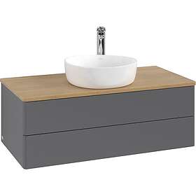 Villeroy & Boch V&B Antao Servantskap med 2 skuffer 100x50x36 cm, m/lys, Antrasi