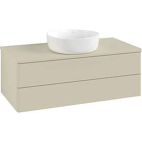 Villeroy & Boch V&B Antao Servantskap med 2 skuffer 100x50x36 cm, m/lys, Grå Mat