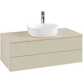 Villeroy & Boch V&B Antao Servantskap med 2 skuffer 100x50x36 cm, m/lys, Grå Mat
